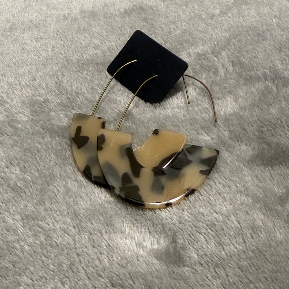 Handmade Earrings - Brown Black Half Hoop